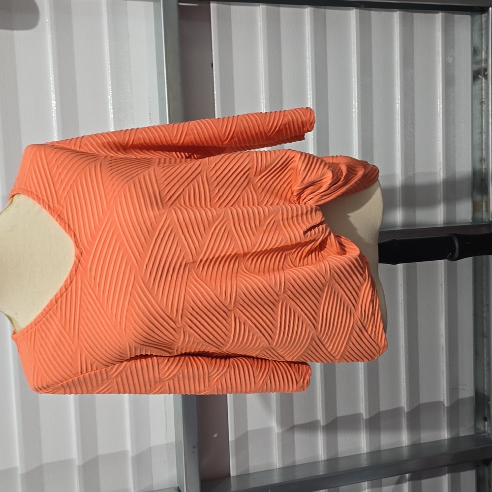 Ruby Rd Orange Tie Front Blouse with V-Neckline‎ Size Large